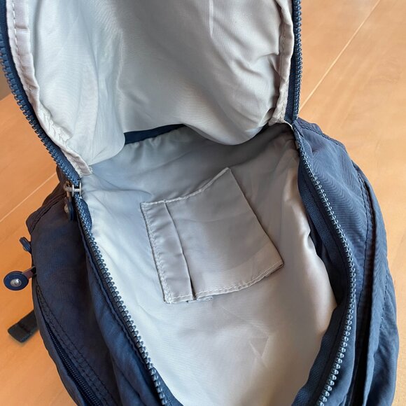 Kipling Challenger Medium Backpack With Furry Monkey Key Ring, Blue - Picture 8 of 11